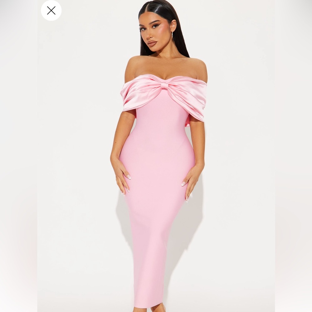 Fashion Nova Pink Off-Shoulder Dress